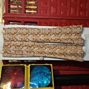 Industry Republic Clothing Slip On Tan/Cream Stretch Bell Bottom Damask Pants